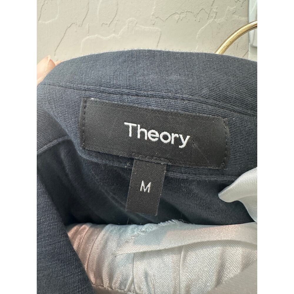 THEORY Sorena Slub Pima Cotton Button Down Shirt Dark Gray Medium Quiet Luxury - Picture 6 of 9
